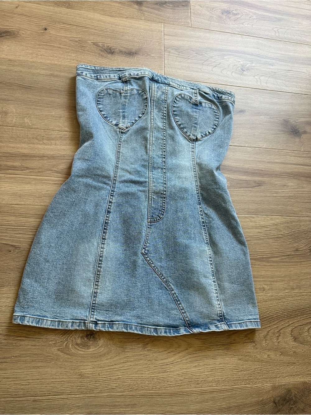 New Forever 21 strapless denim mini dress heart shape chest